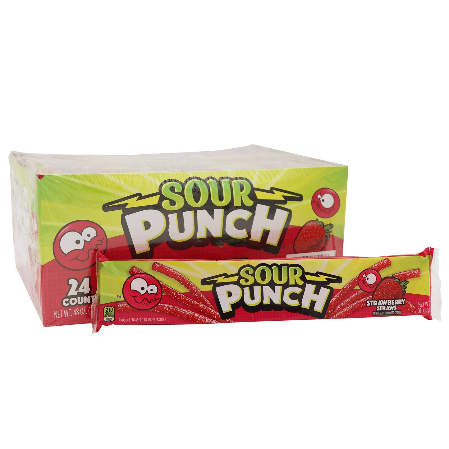 Sour Punch Straws Strawberry, 2oz, 24ct Case