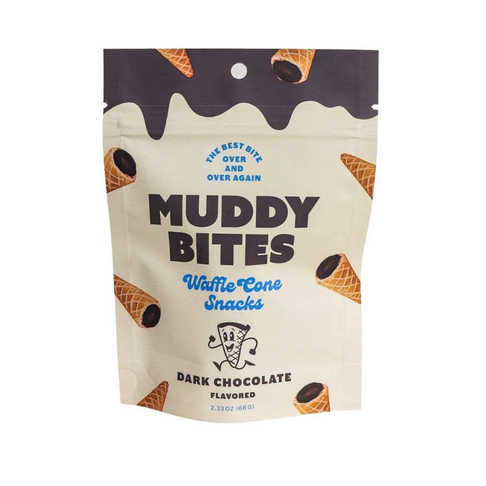 Muddy Bites Waffle Cone Snacks, Dark Choc, 2.33oz, 12ct