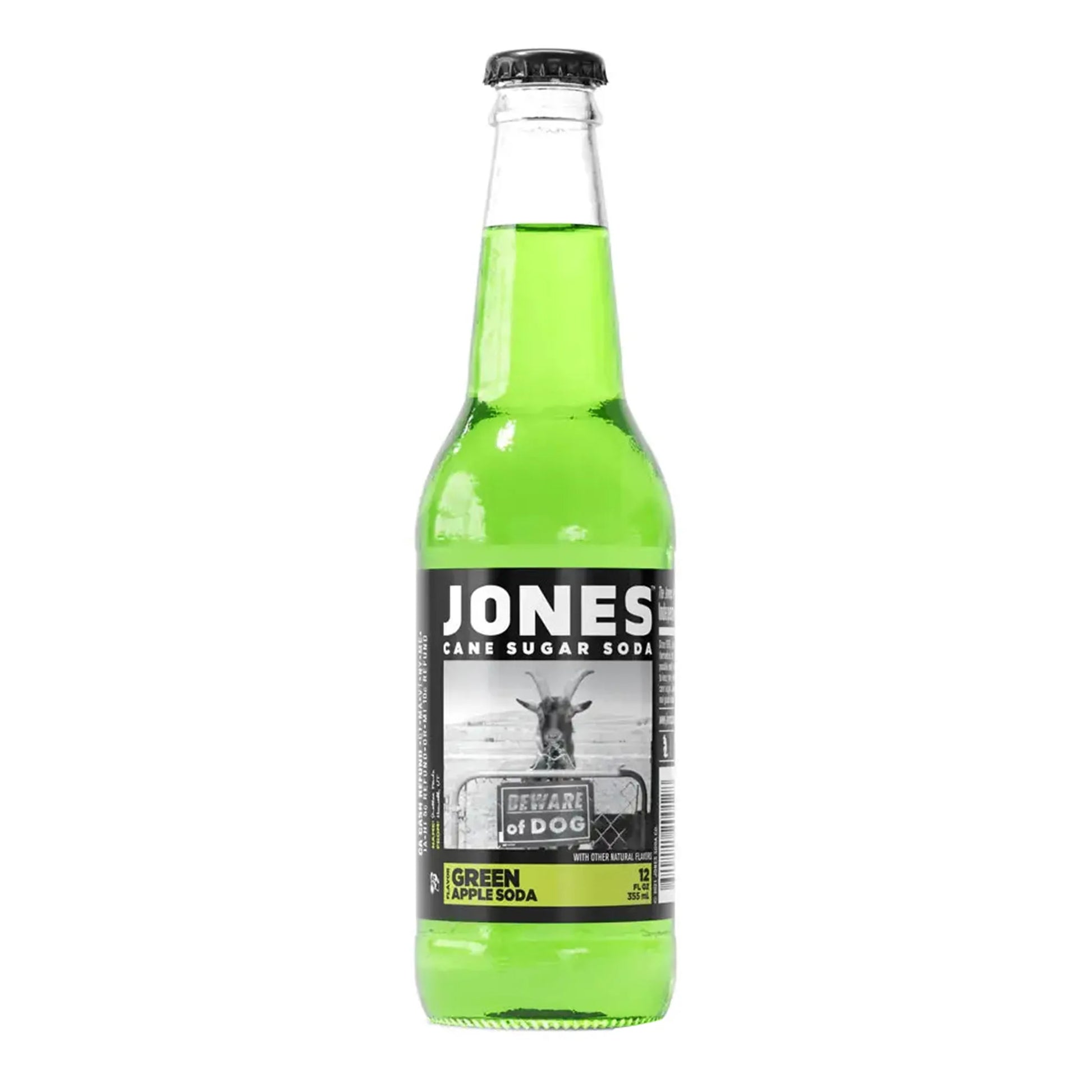 Jones Green Apple Cane Sugar Soda, 12ct Glass Bottles