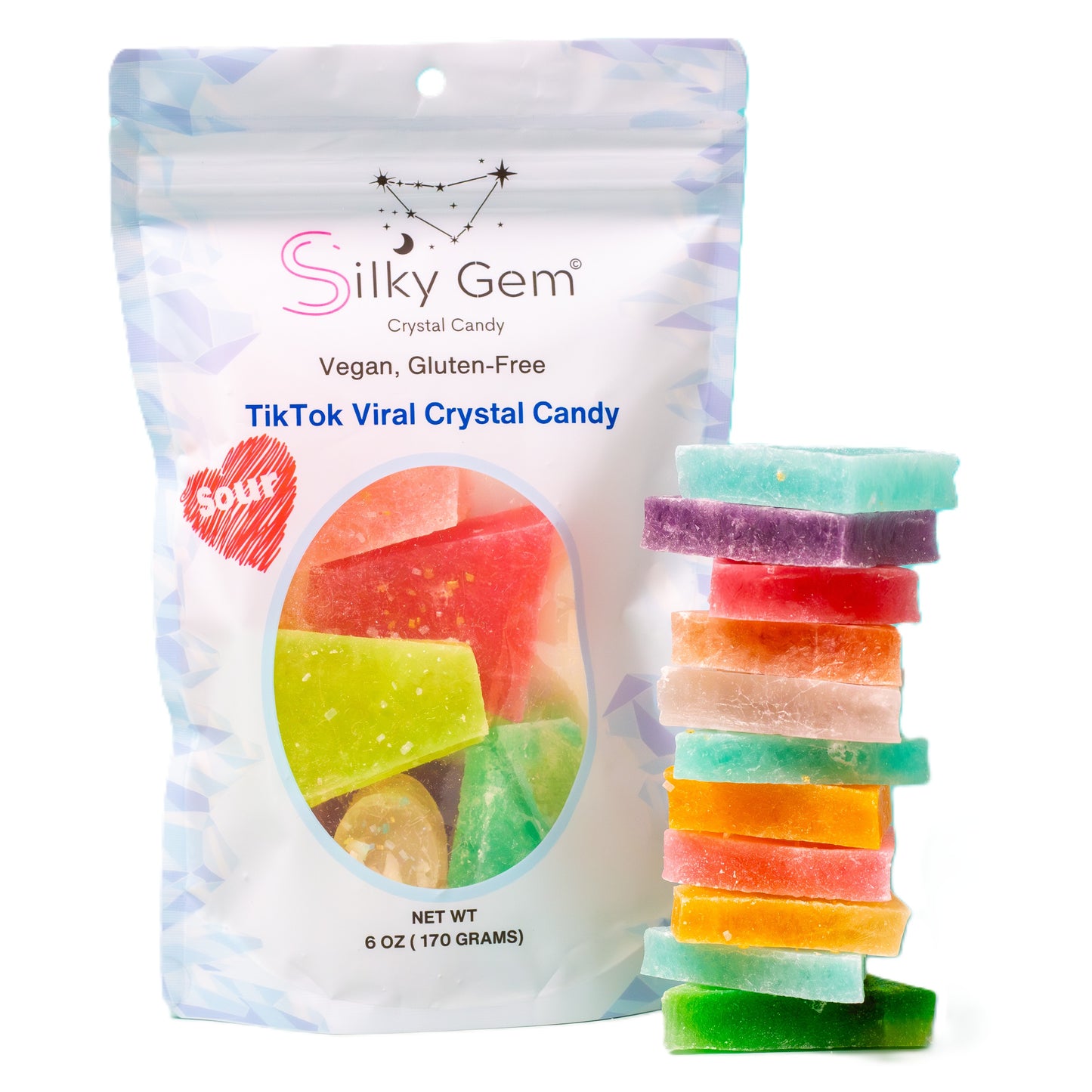Silky Gem Crystal Candy Sour Bites 6oz, 12ct