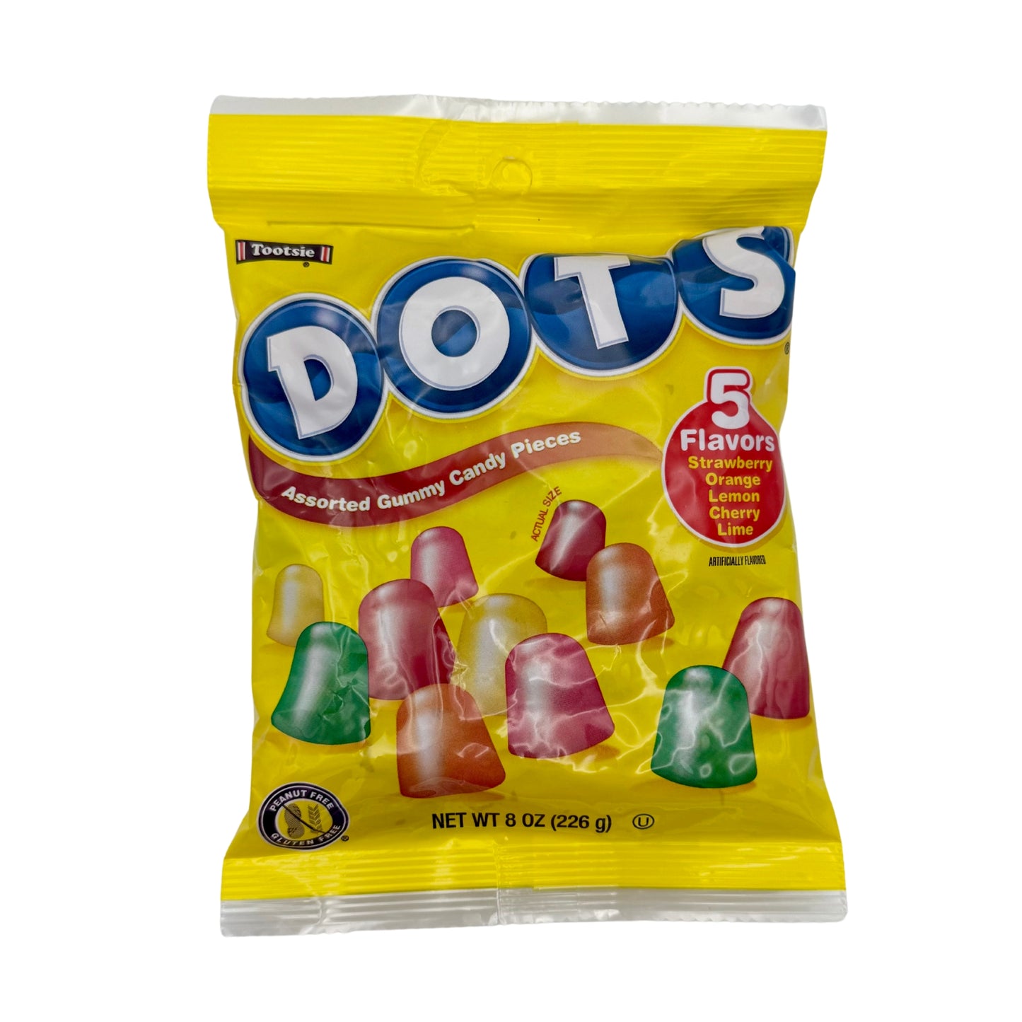 Dots Assorted Fruit Gum Drops, 8oz Peg Bag, 8ct