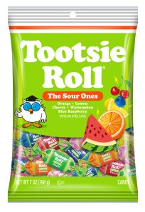 Tootsie Fruit Chews Assorted Sour Fruit Flavors 7oz Peg Bag, 8ct