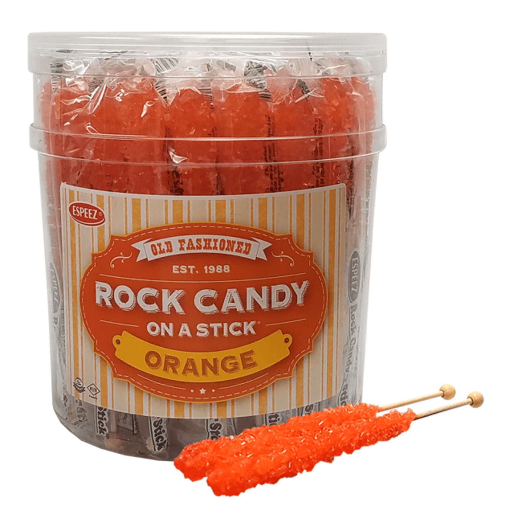 Rock Candy Sticks Orange, 0.8oz, 36ct Tub
