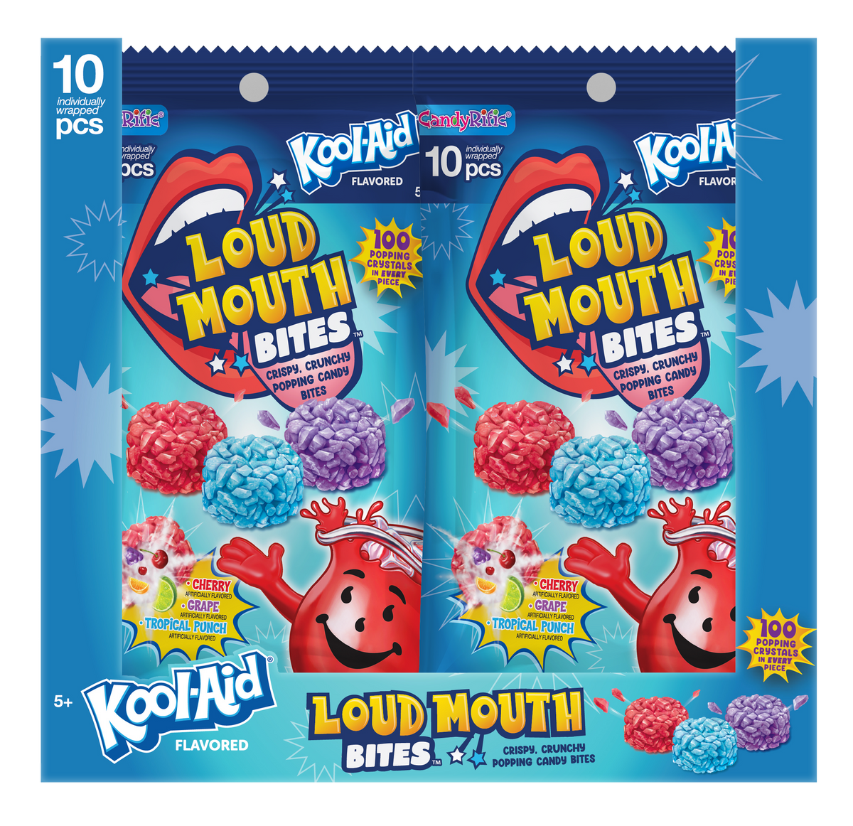 Kool-Aid Loud Mouth Bites, Crispy/Crunchy/Popping Candy .7oz Bag, 12ct