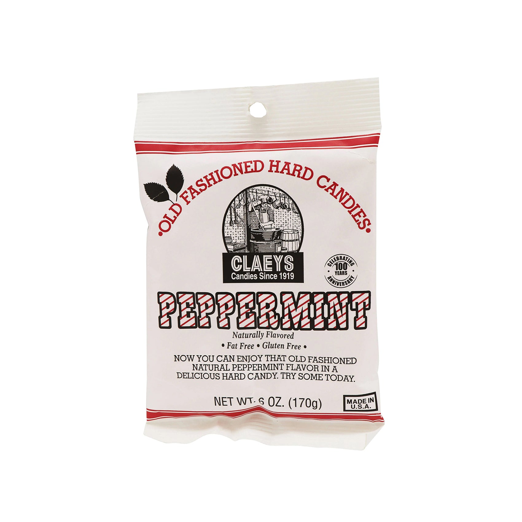 Claeys Old Fashioned Hard Candies Peppermint, 6oz Bag 24ct