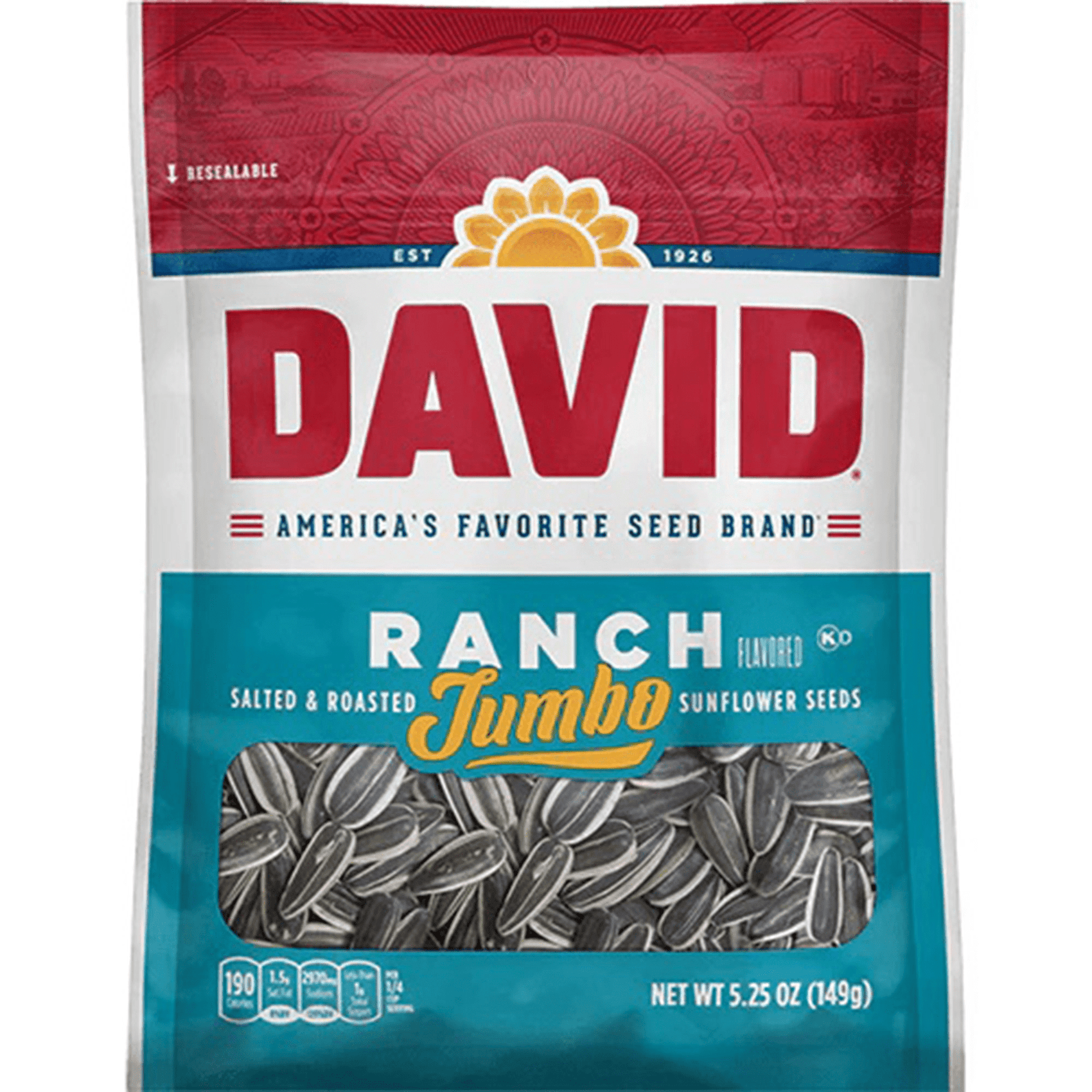 David Sunflower Seeds, Ranch, 5.25oz, 12ct