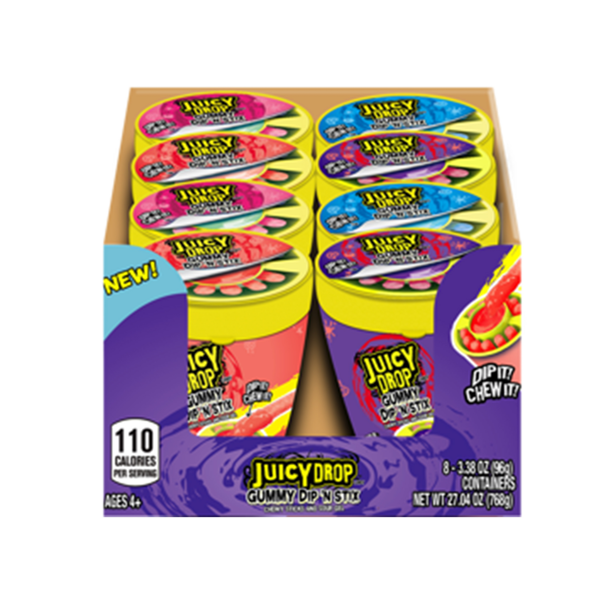 Juicy Drop Gummi Dip 'N Stix, 3.4oz, 8ct Case