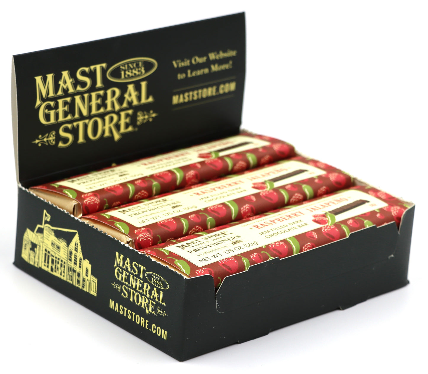 Mast General Dark Chocolate Bar – Raspberry Jalapeño, 12ct