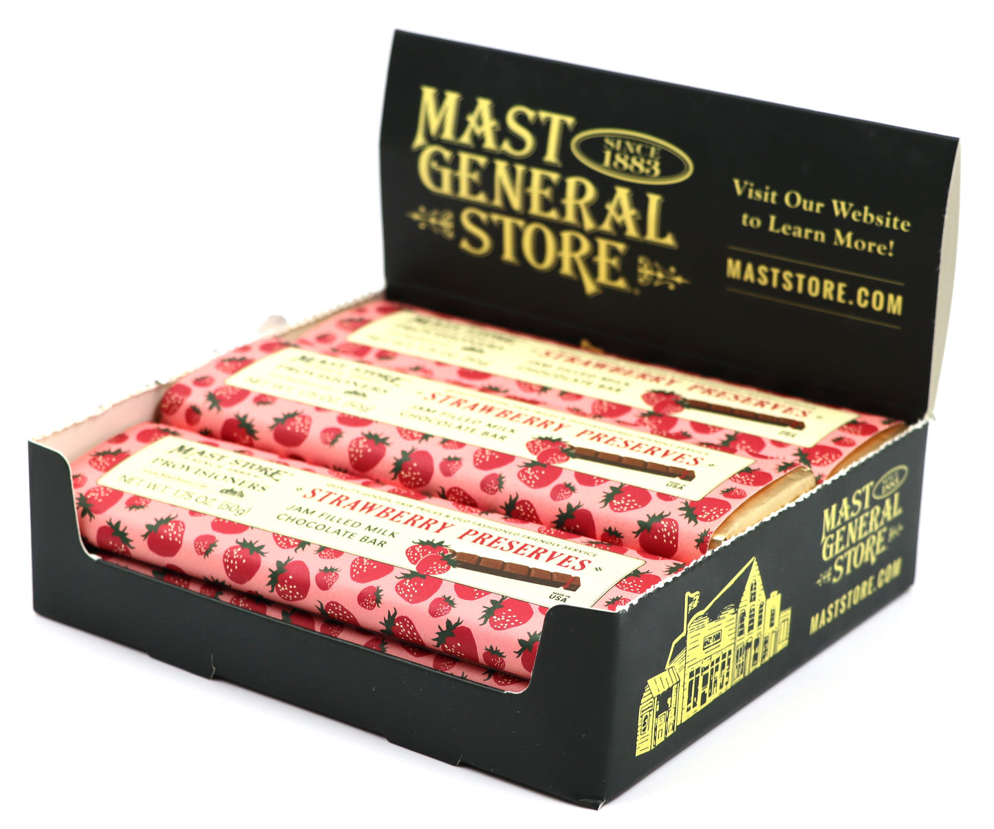 Mast General Chocolate Bar - Milk Strawberry Preserves, 12ct
