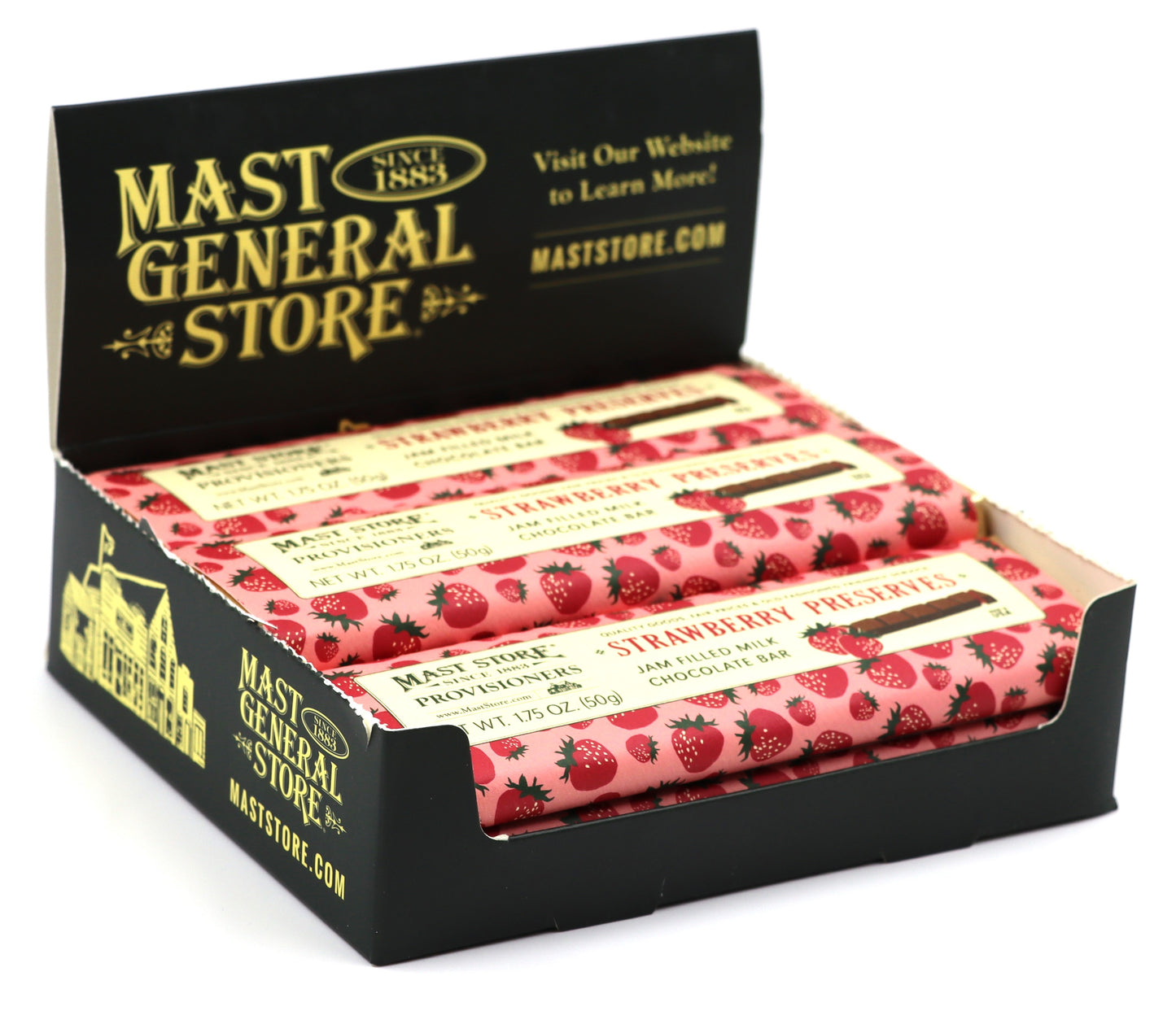 Mast General Chocolate Bar - Milk Strawberry Preserves, 12ct