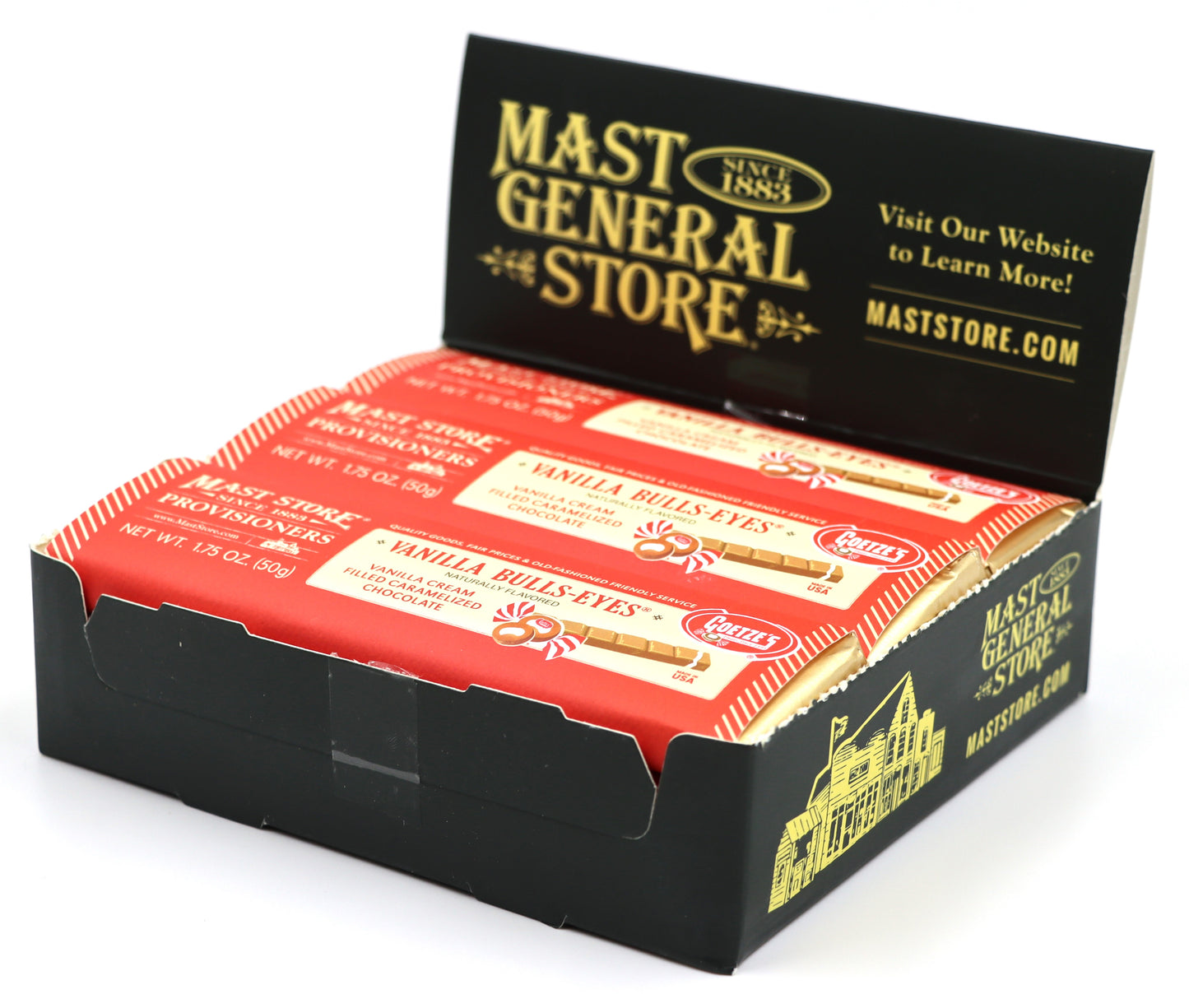 Mast General Chocolate Bar - Goetze's Vanilla Bullseye, 12ct
