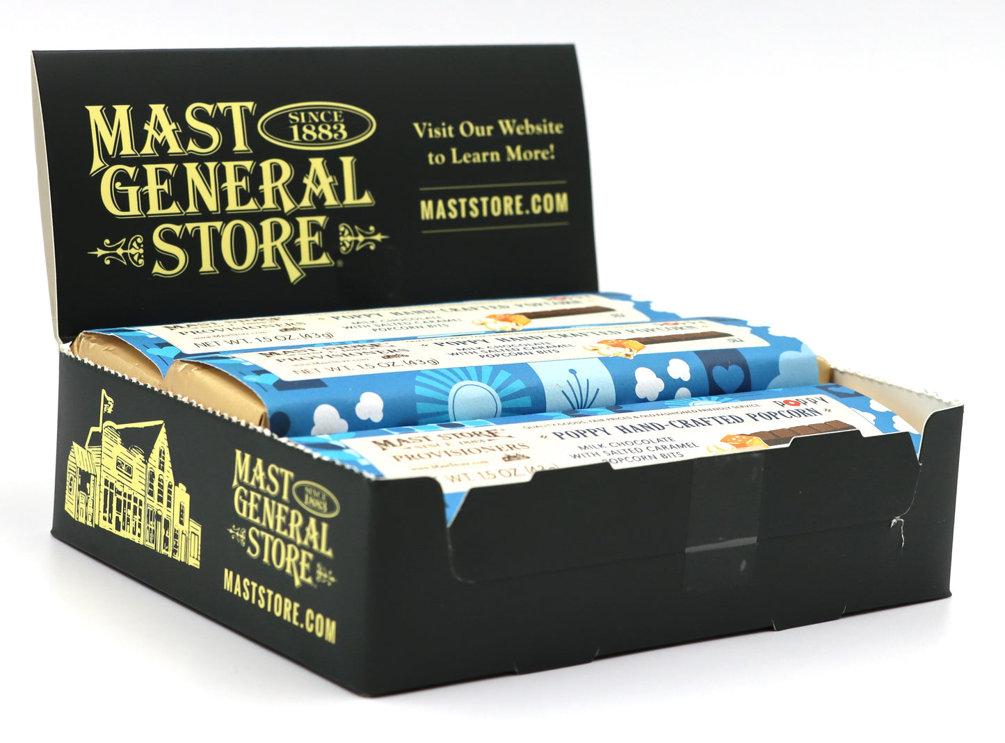 Mast General Chocolate Bar - Poppy Popcorn, 12ct