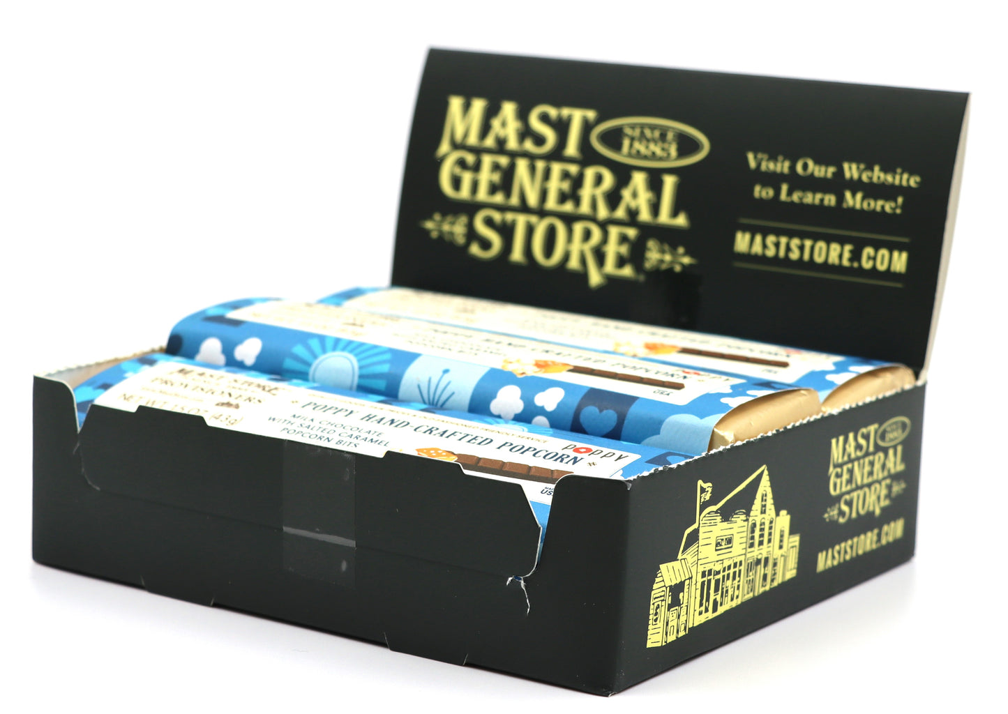 Mast General Chocolate Bar - Poppy Popcorn, 12ct