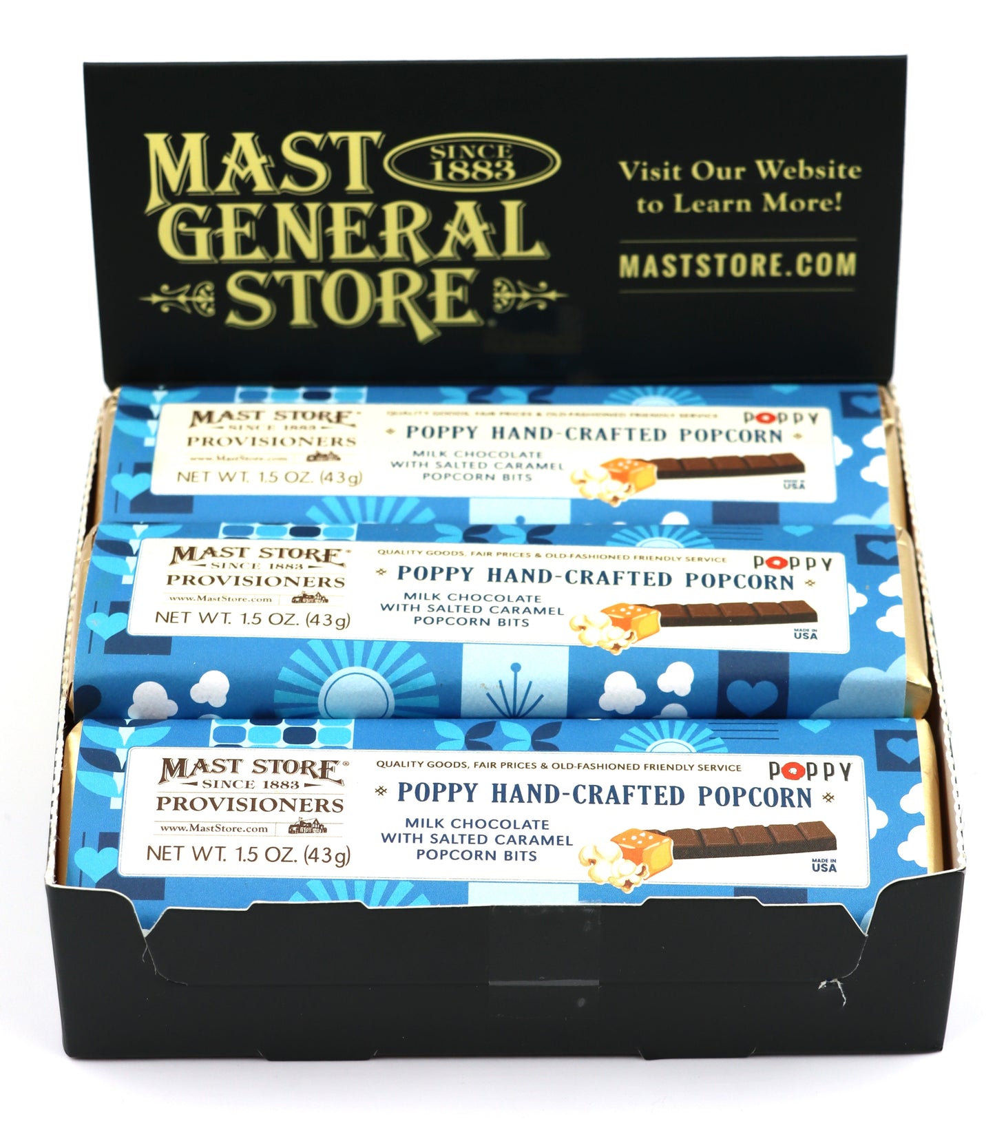 Mast General Chocolate Bar - Poppy Popcorn, 12ct