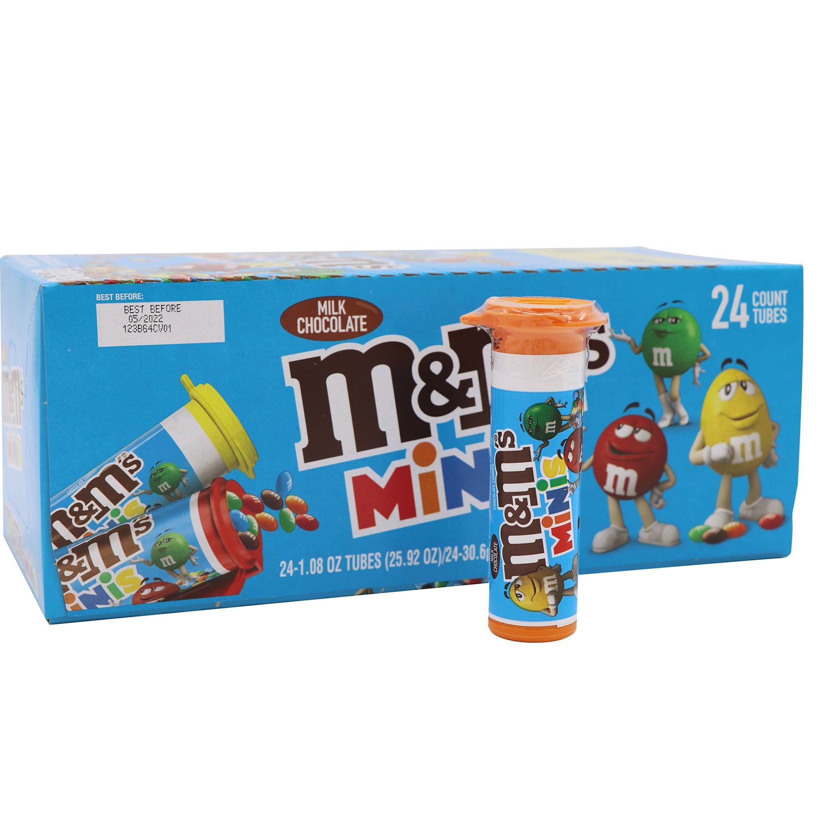 M&M's Mini Tube Candy, 1.08oz, 24 Count