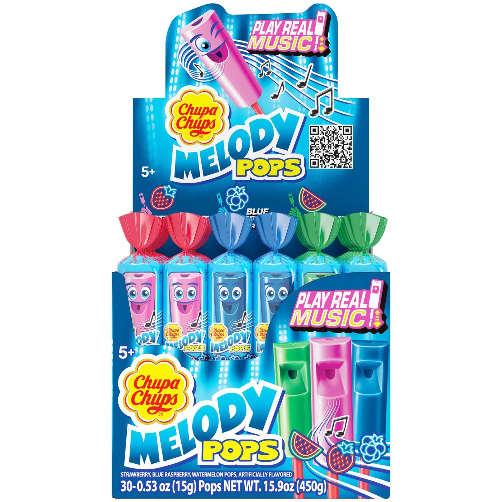 Chupa Chups Melody Pops, 3 Flavor Mix, 30ct Display Box