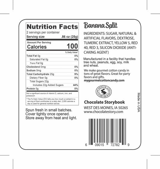 Banana Split Cotton Candy 1.75oz Tub, 12ct