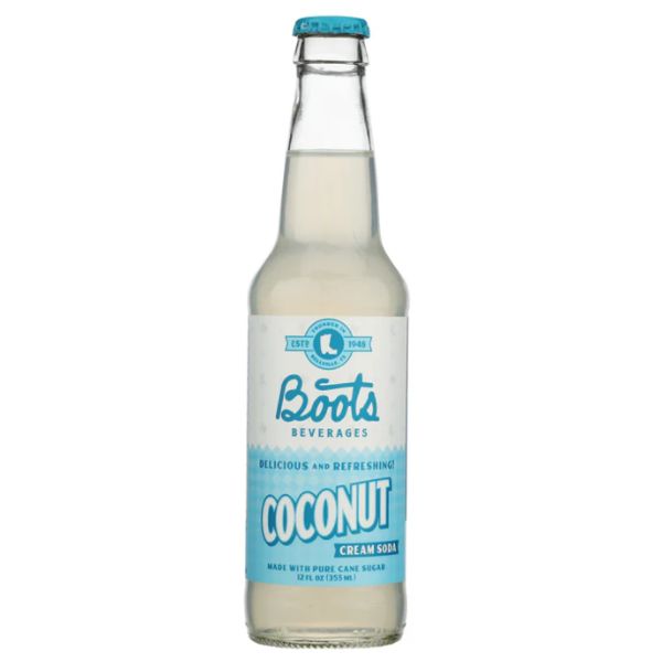 Boots Coconut Cream Soda, 12oz Glass Bottle 24ct