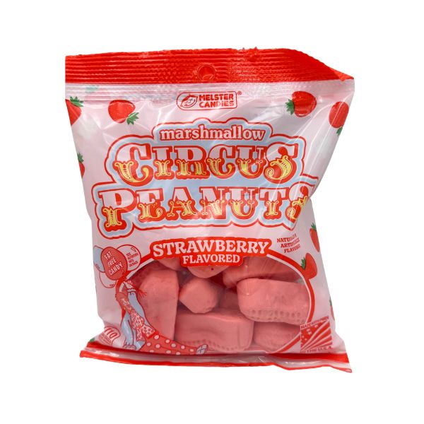 Melster Candies Strawberry Circus Peanuts 4oz Bag, 10ct