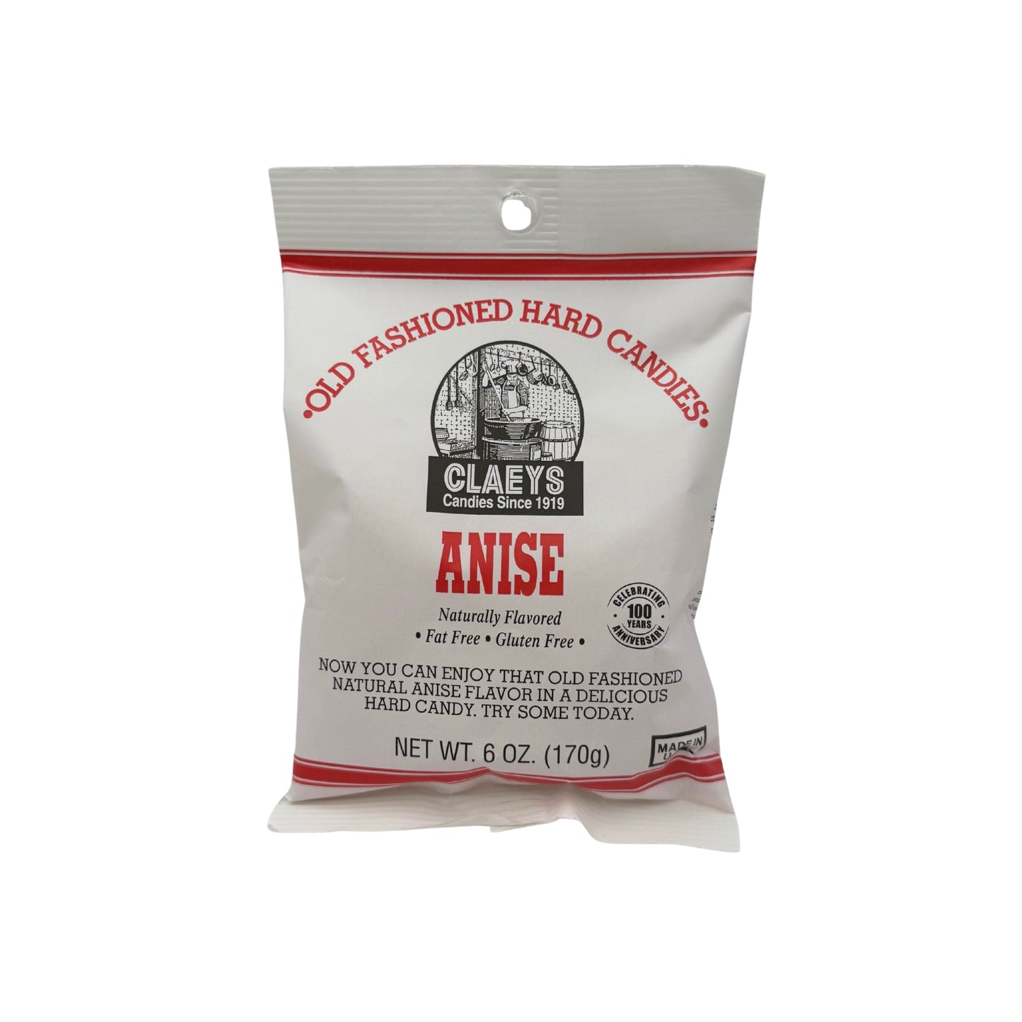 Claeys Old Fashioned Hard Candy Natural Anise Squares 6oz Bag, 12ct Display