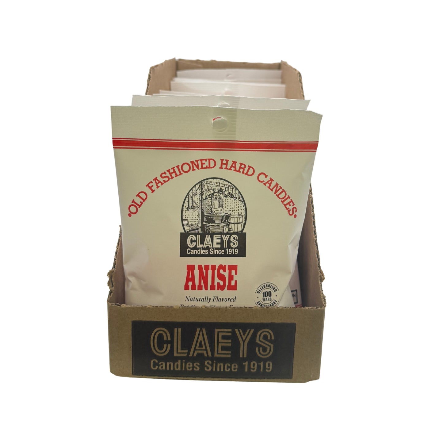 Claeys Old Fashioned Hard Candy Natural Anise Squares 6oz Bag, 12ct Display
