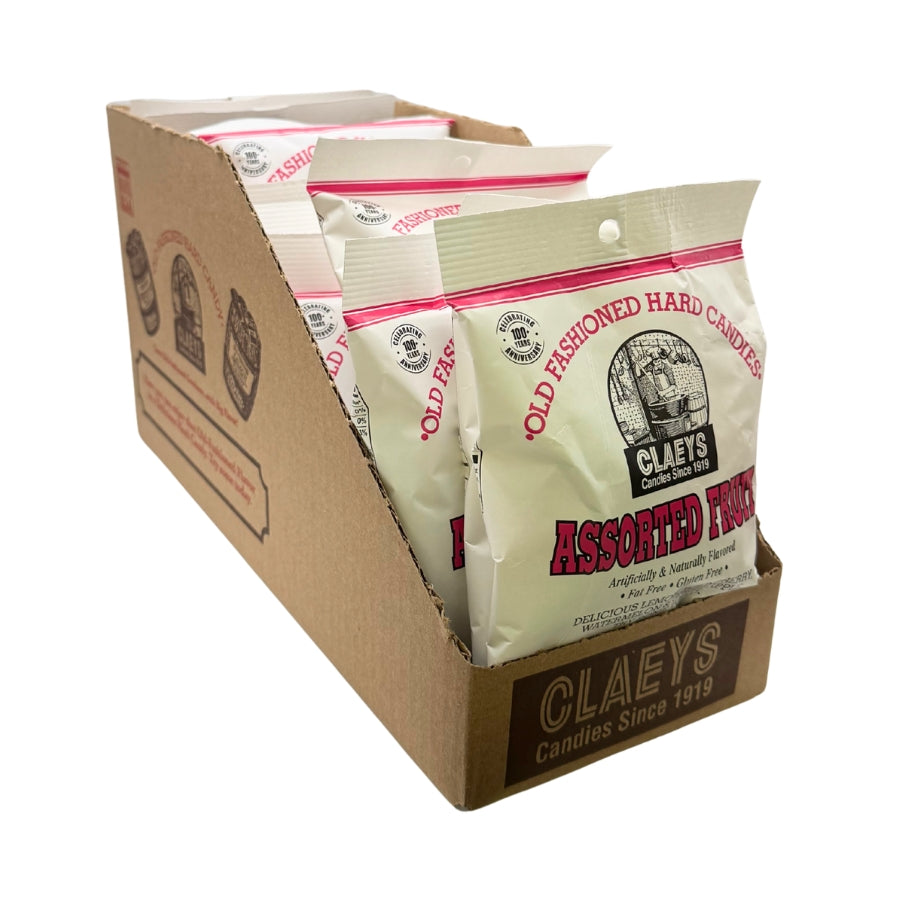 Claeys Old Fashioned Hard Candy Assorted Fruit 6oz Bag, 12ct Display