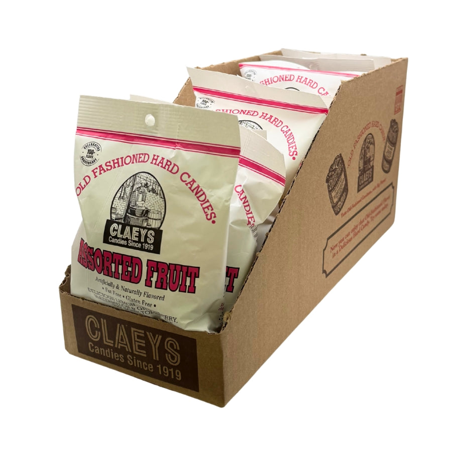 Claeys Old Fashioned Hard Candy Assorted Fruit 6oz Bag, 12ct Display