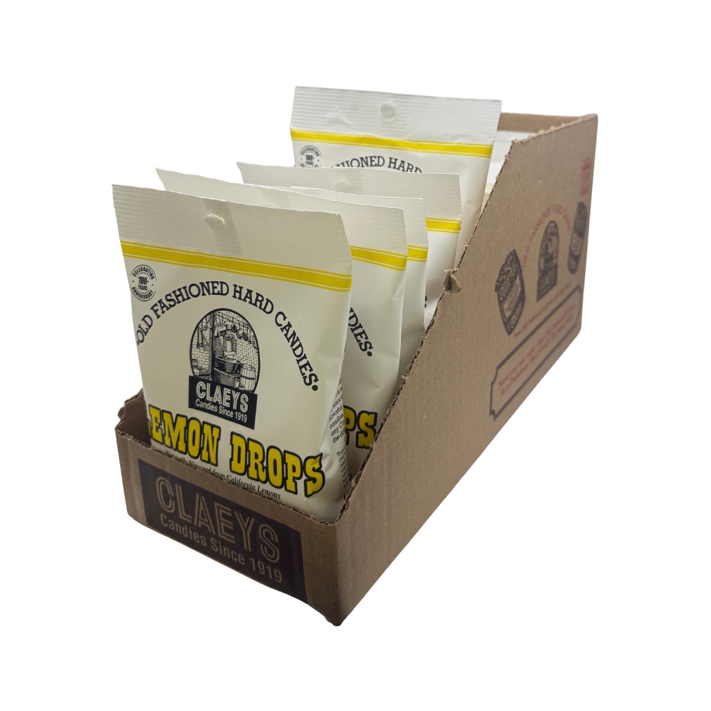 Claeys Old Fashioned Hard Candy Natural Lemon Drops 6oz Bag, 12ct Display