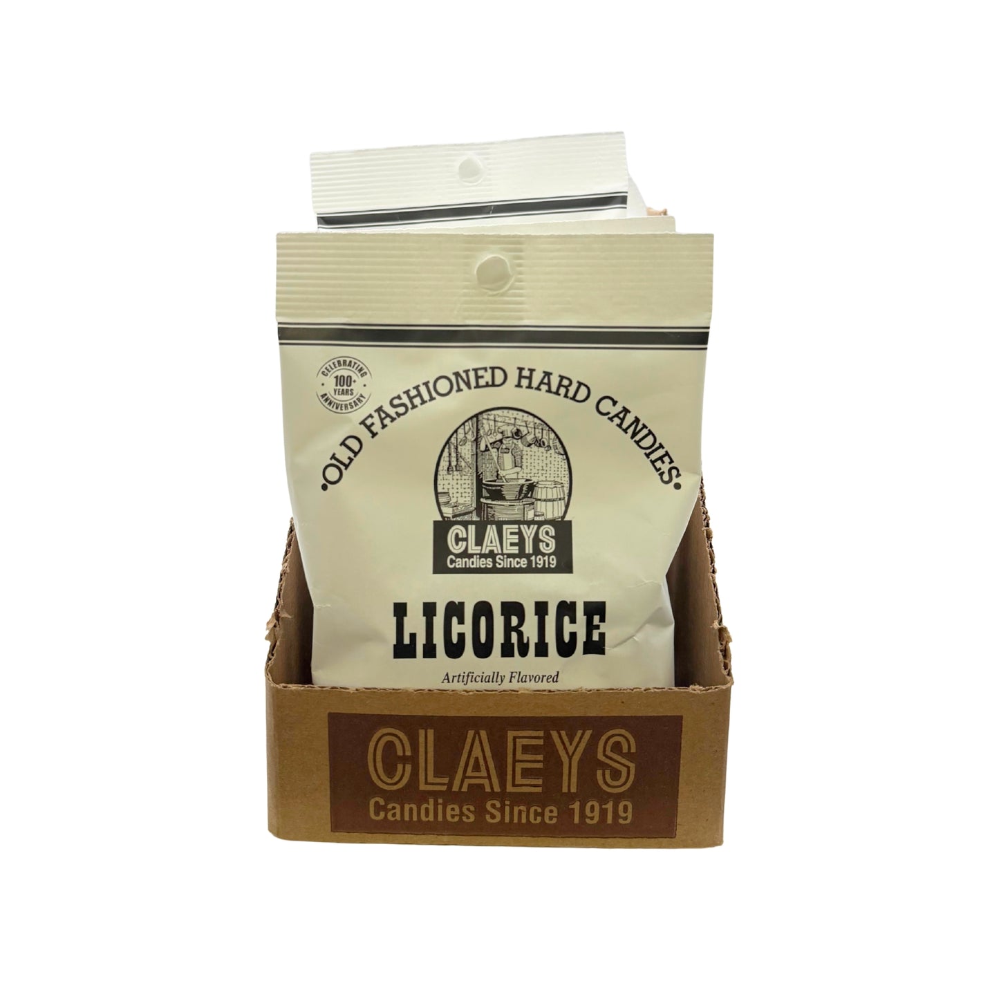 Claeys Old Fashioned Hard Candy Licorice Squares 6oz Bag, 12ct Display