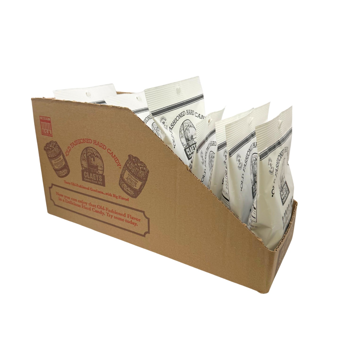 Claeys Old Fashioned Hard Candy Licorice Squares 6oz Bag, 12ct Display