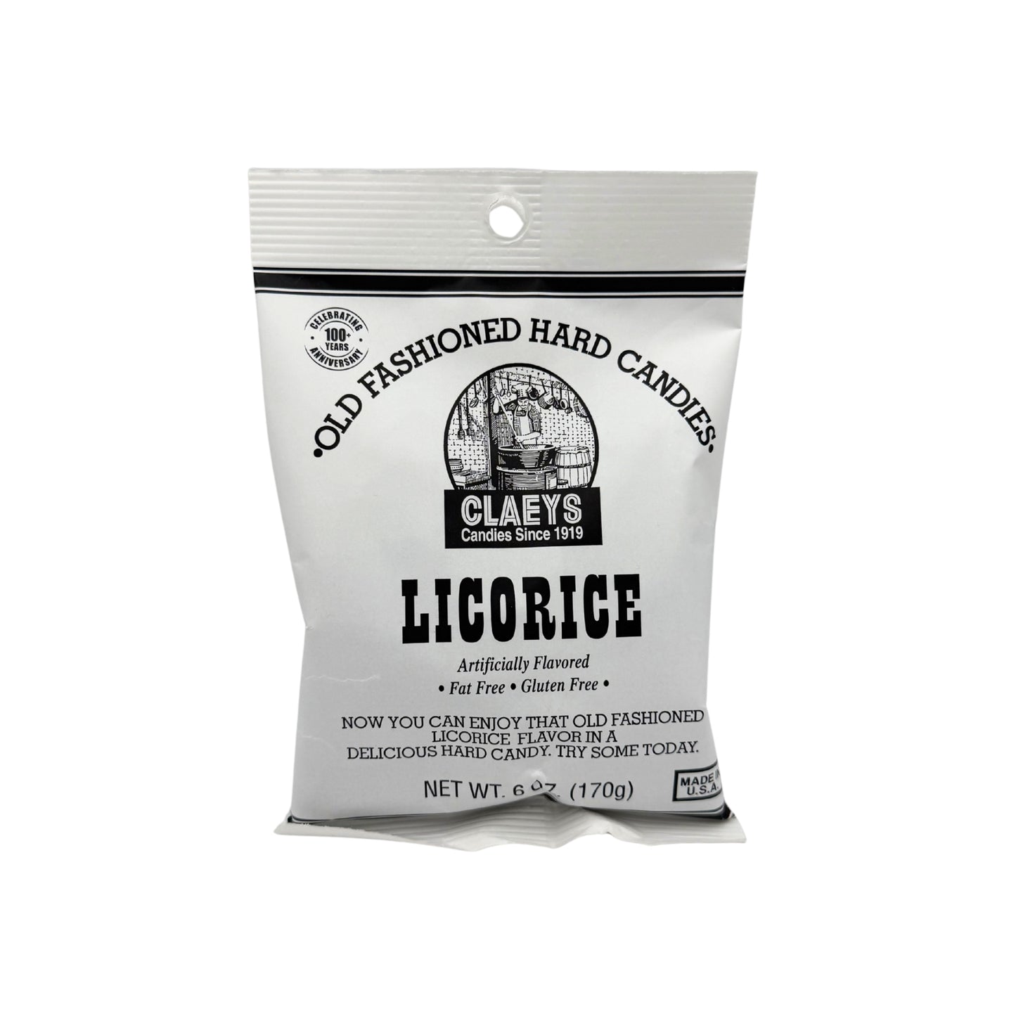 Claeys Old Fashioned Hard Candy Licorice Squares 6oz Bag, 12ct Display