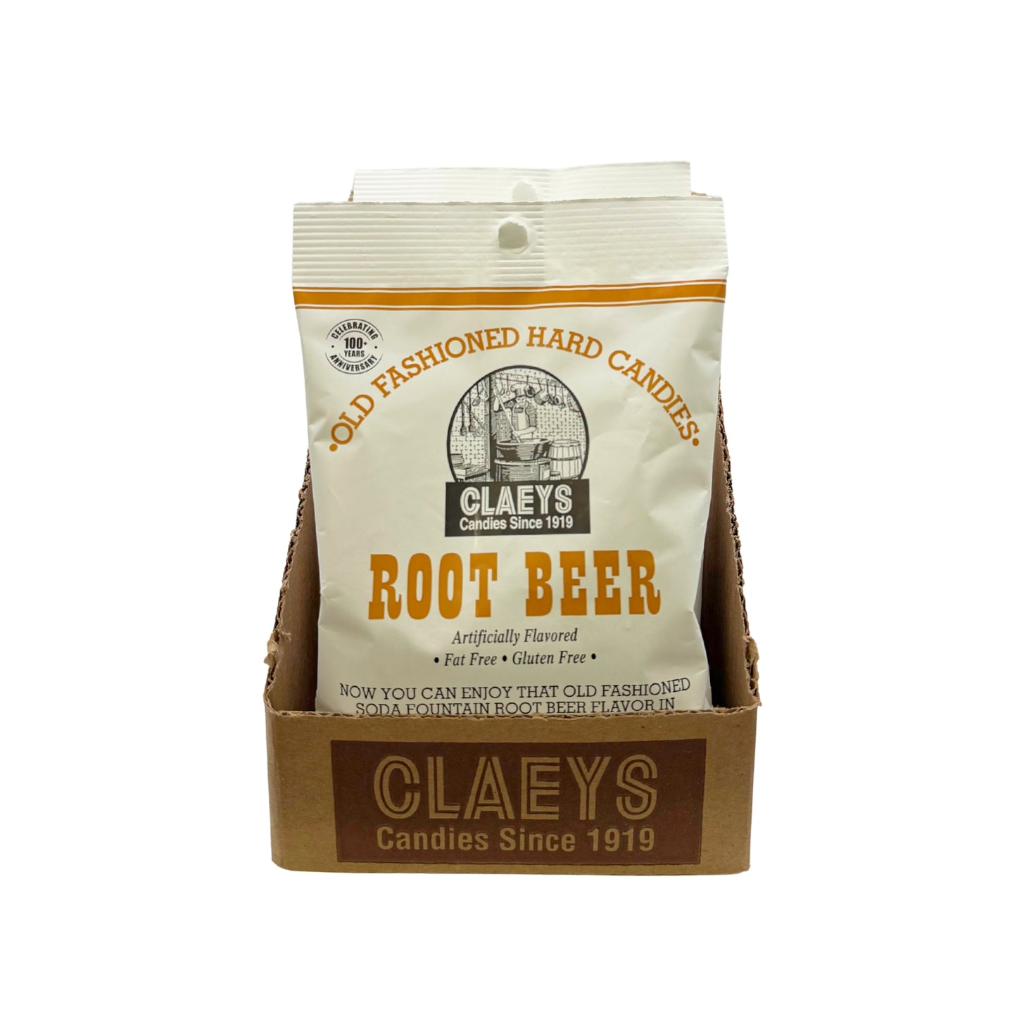 Claeys Old Fashioned Hard Candy Root Beer Drops 6oz Bag, 12ct Display