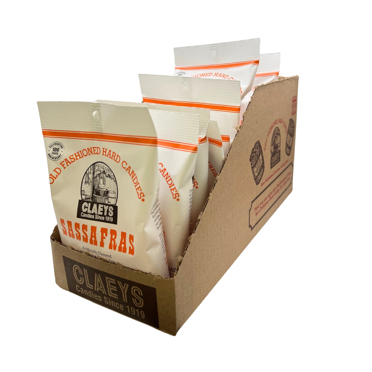 Claeys Old Fashioned Hard Candy Sassafras Drops 6oz Bag, 12ct Display