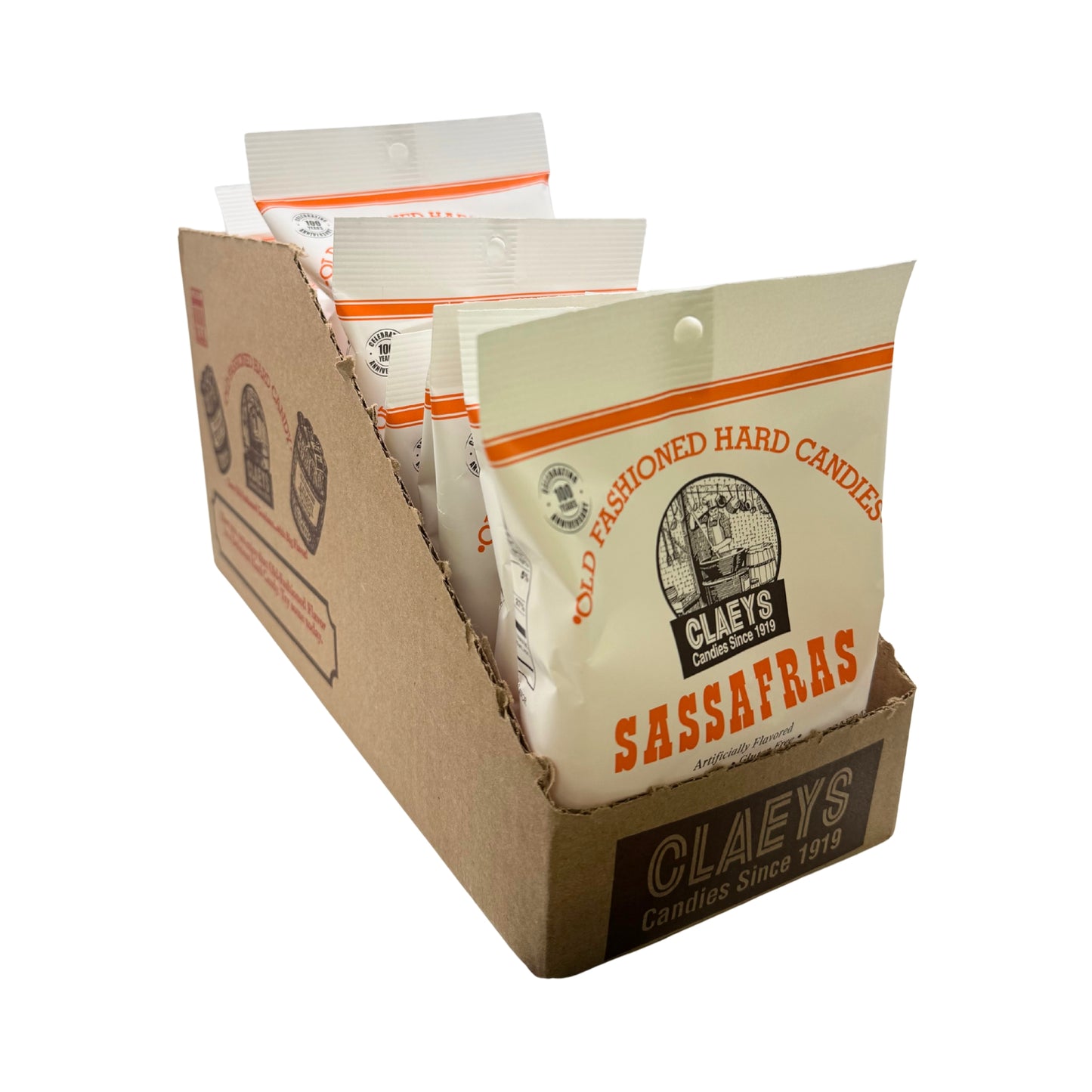 Claeys Old Fashioned Hard Candy Sassafras Drops 6oz Bag, 12ct Display