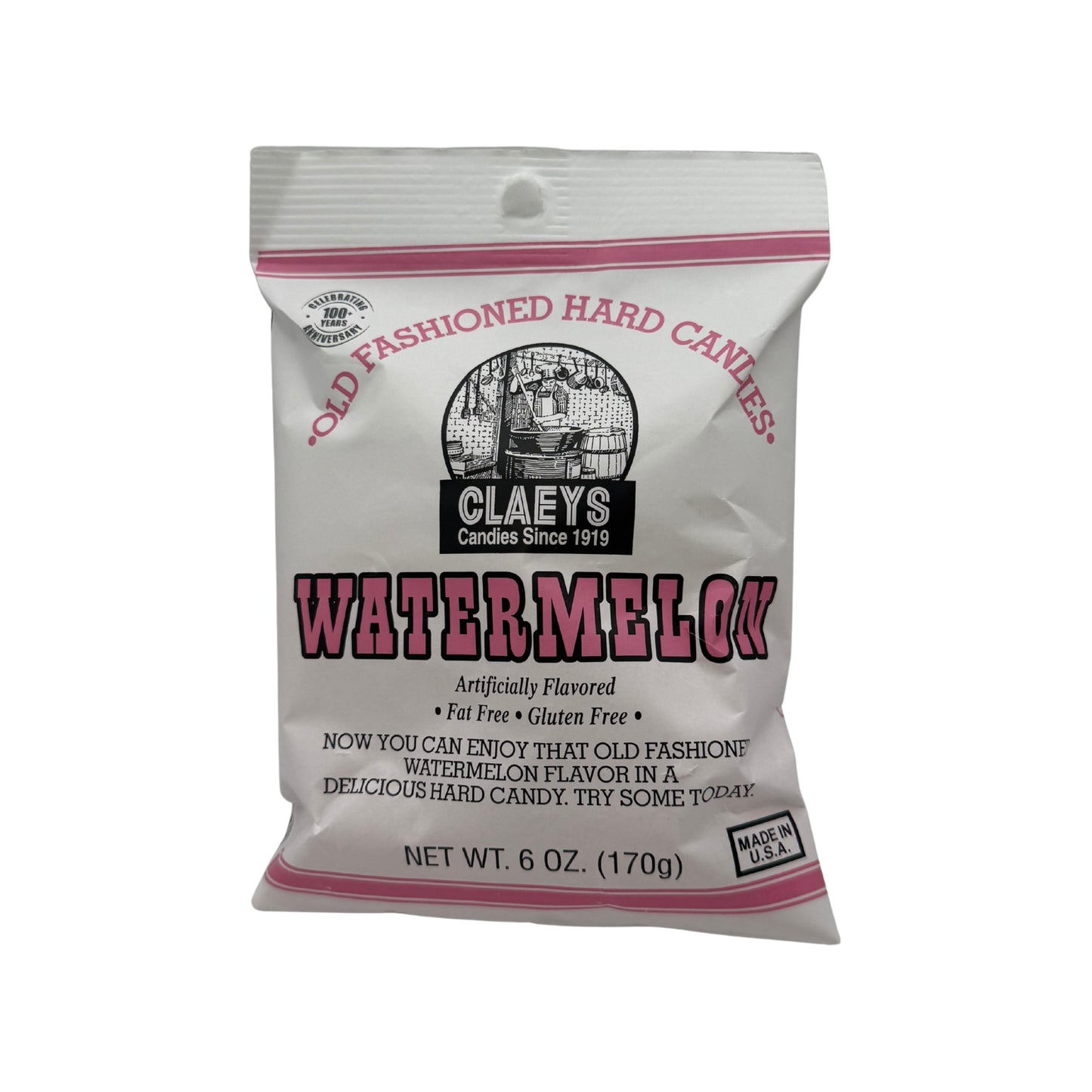 Claeys Old Fashioned Hard Candy Watermelon Drops 6oz Bag, 12ct Display