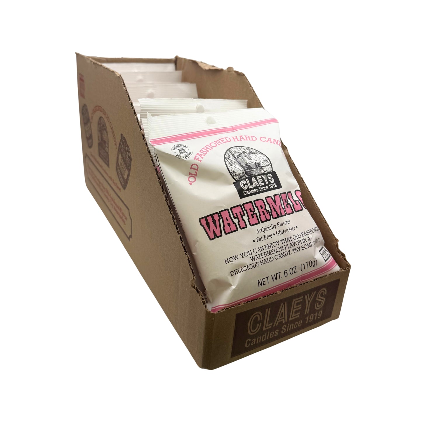Claeys Old Fashioned Hard Candy Watermelon Drops 6oz Bag, 12ct Display