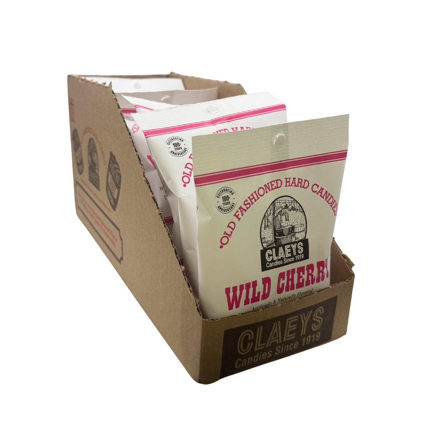 Claeys Old Fashioned Hard Candy Wild Cherry Drops 6oz Bag , 12ct Display