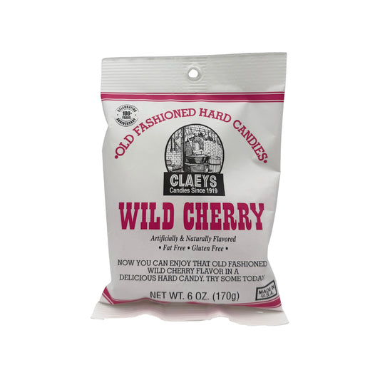 Claeys Old Fashioned Hard Candy Wild Cherry Drops 6oz Bag , 12ct Display
