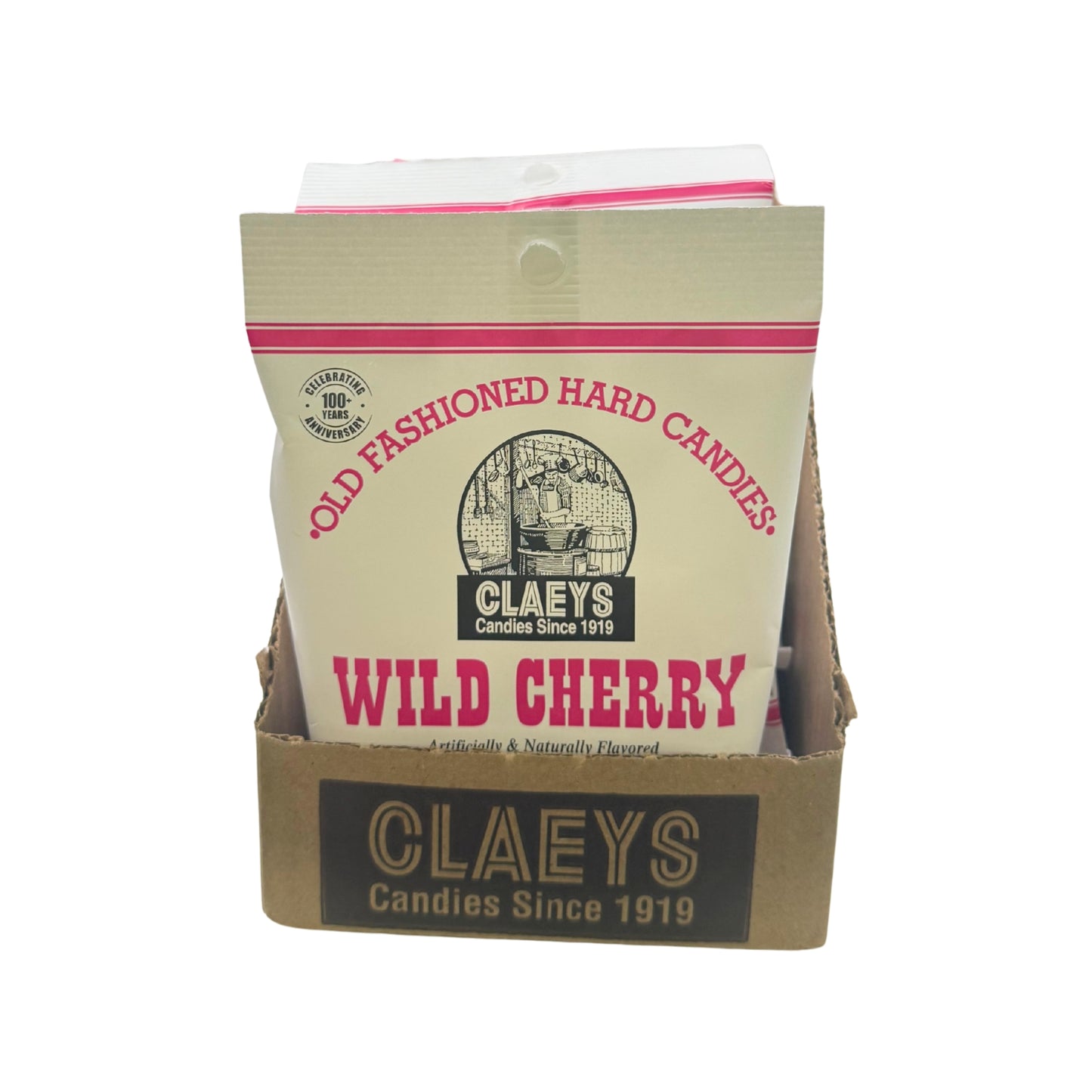Claeys Old Fashioned Hard Candy Wild Cherry Drops 6oz Bag , 12ct Display