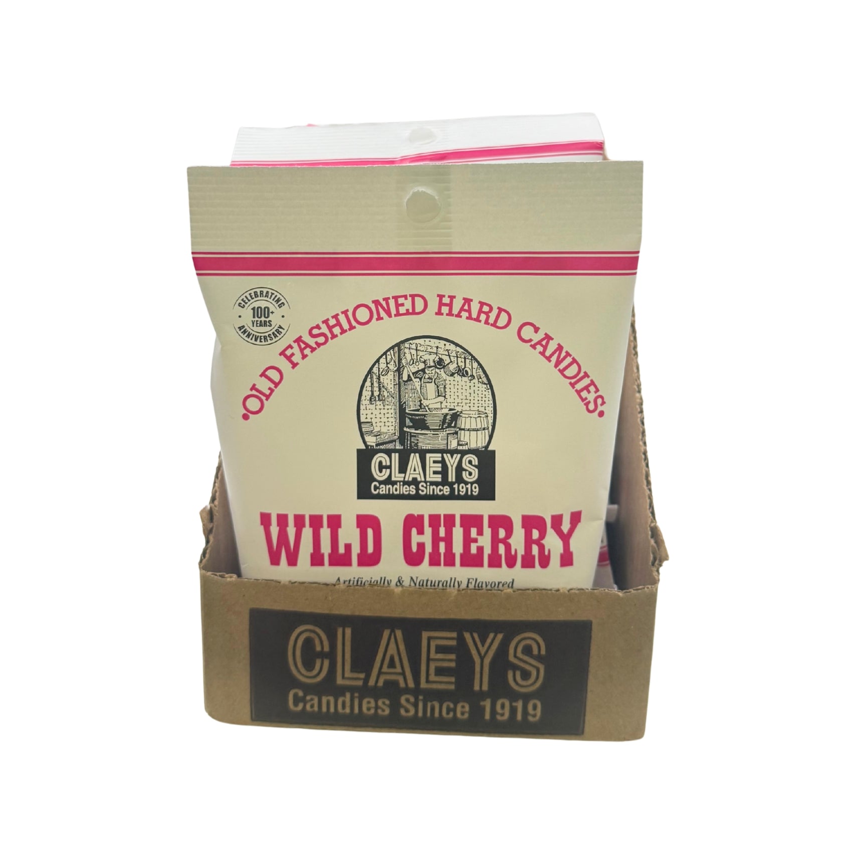 Claeys Old Fashioned Hard Candy Wild Cherry Drops 6oz Bag , 12ct Display