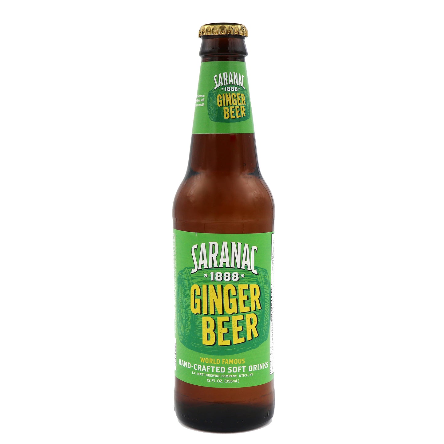 Saranac Ginger Beer Soda, 12oz Glass Bottle 12ct