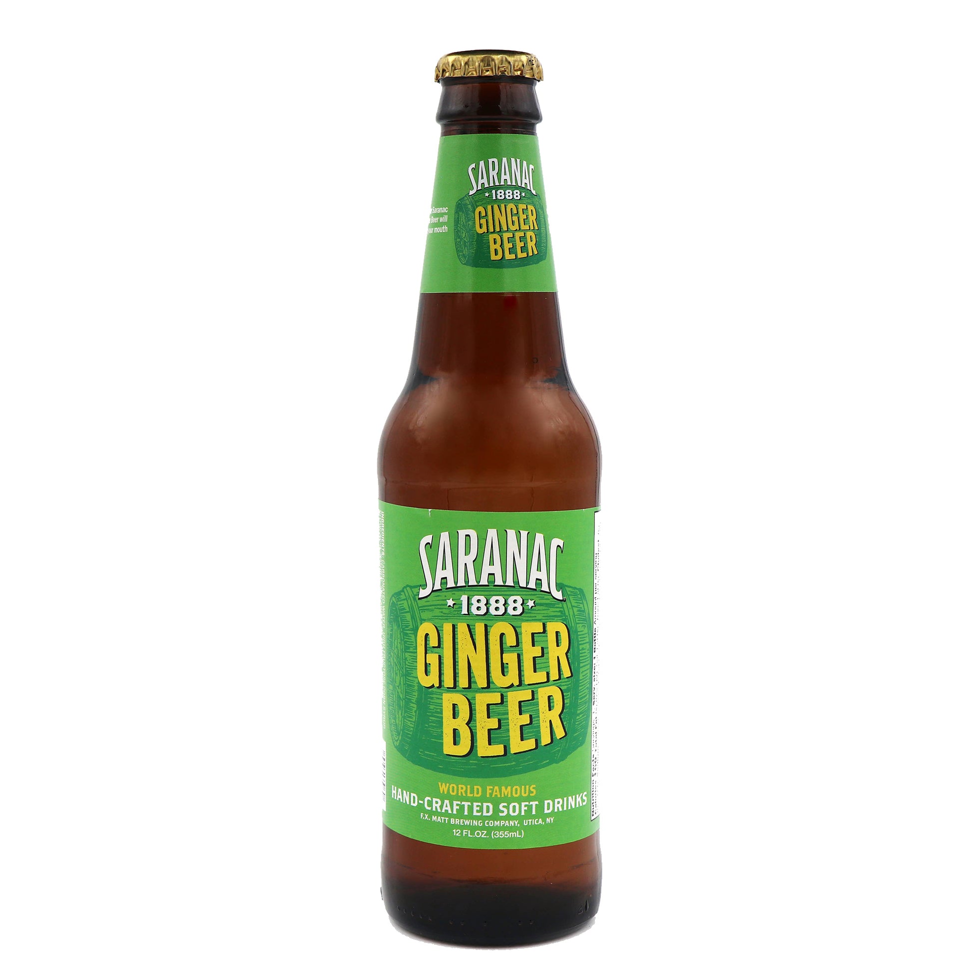 Saranac Ginger Beer Soda, 12oz Glass Bottle 12ct