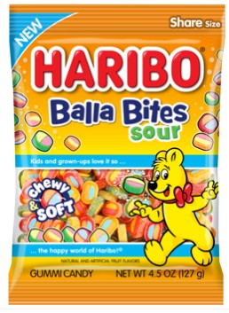 Haribo Balla Bites Sour 4.5oz Peg Bag, 12ct