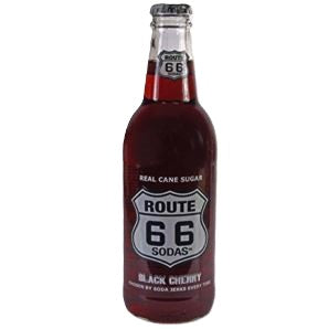 Route 66 Sodas Black Cherry, 12oz, 24ct Glass Bottle