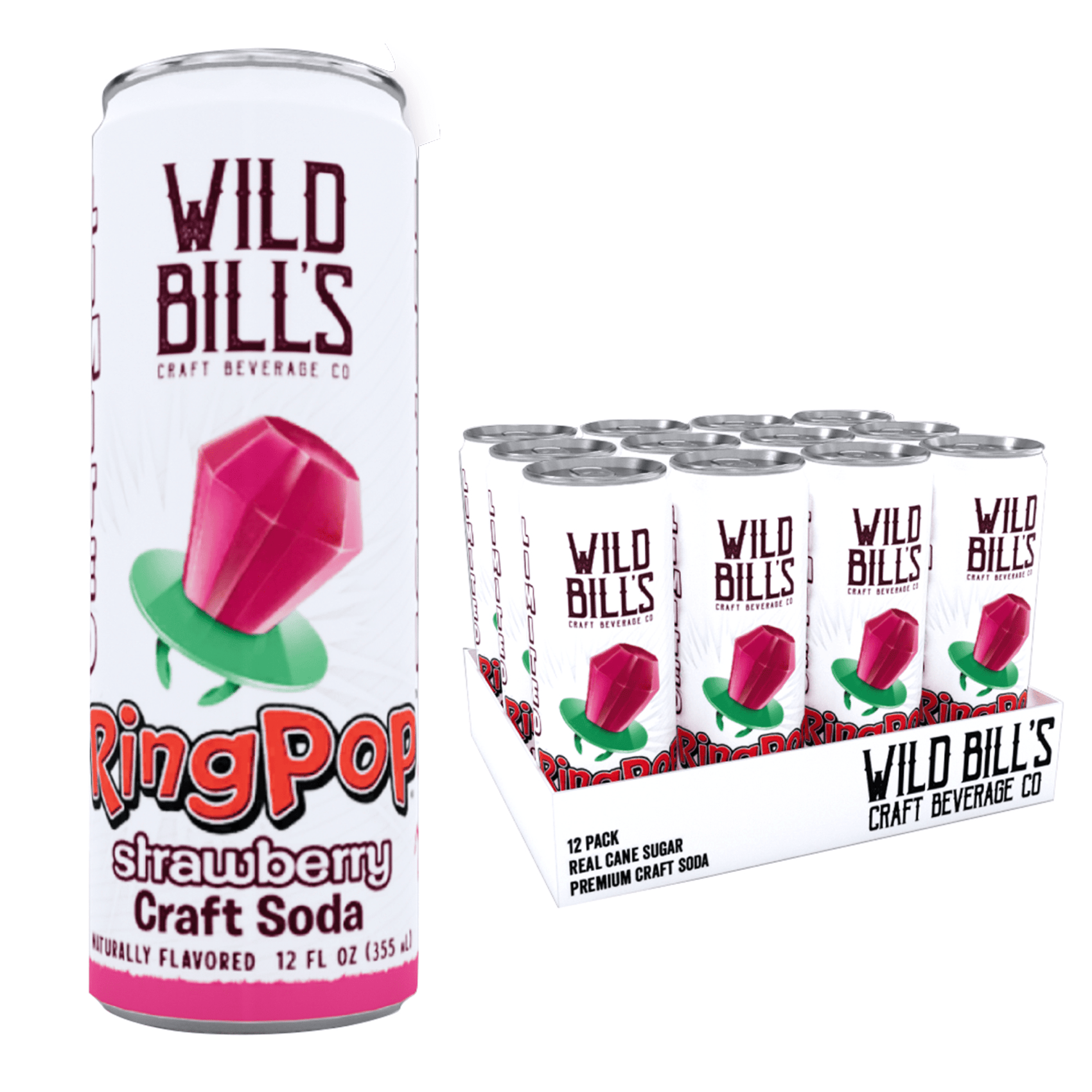 Wild Bill's Ring Pop Soda Strawberry 12ct Cans