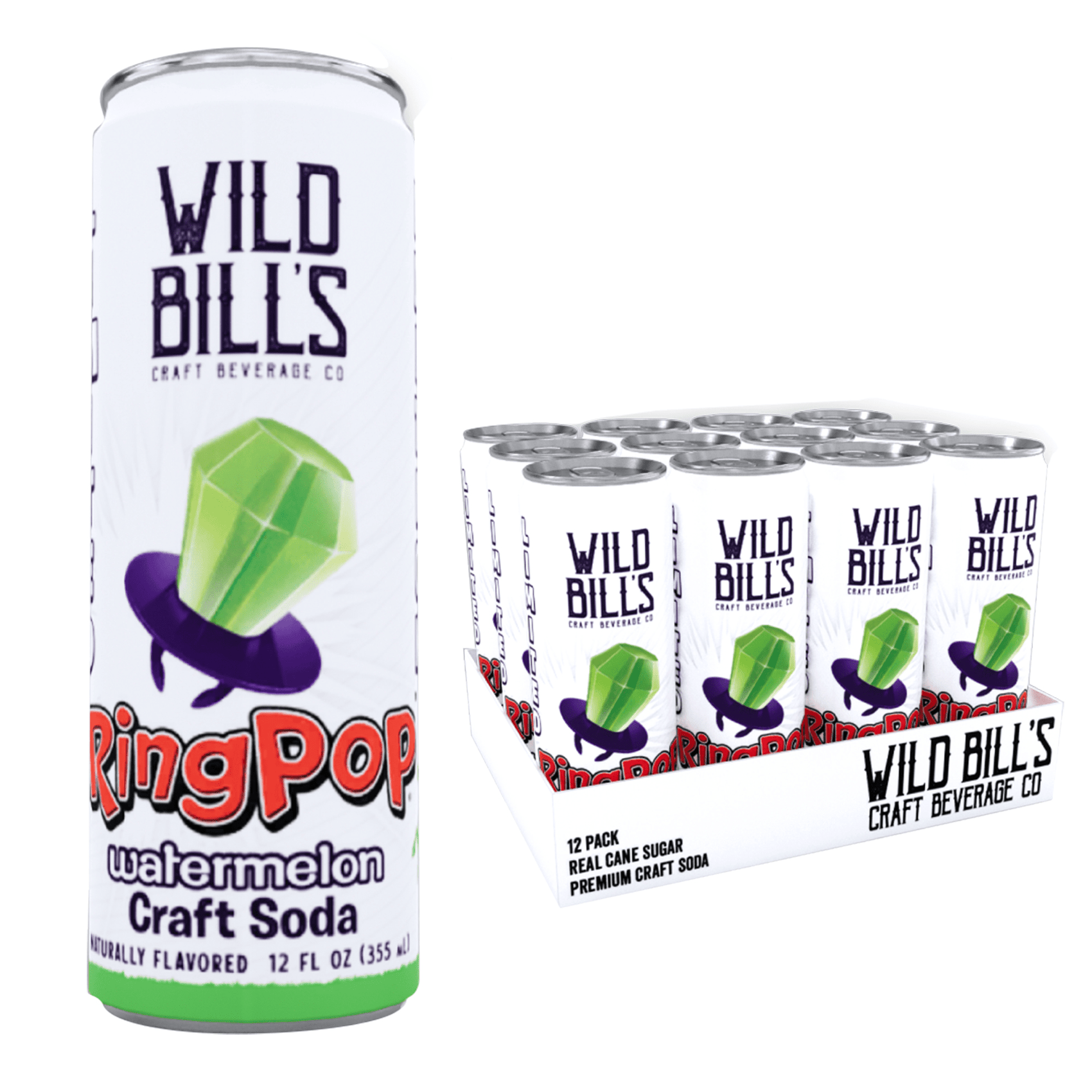 Wild Bill's Ring Pop Soda, Watermelon 12ct Cans