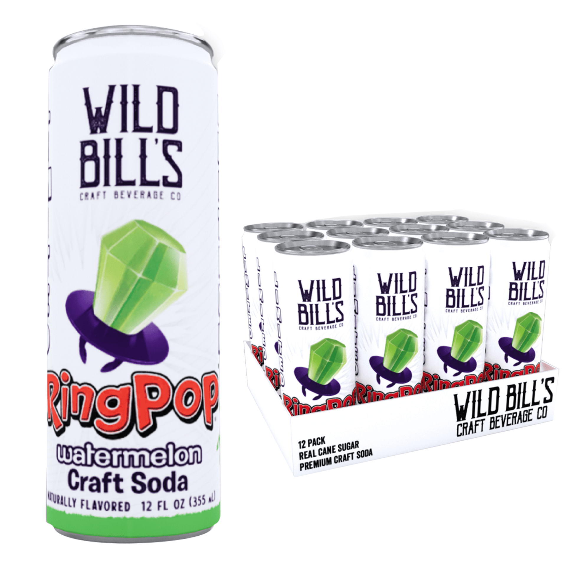 Wild Bill's Ring Pop Soda, Watermelon 12ct Cans