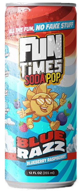 Fun Times Soda Pop Blue Razz, 12fl oz Can, 12ct