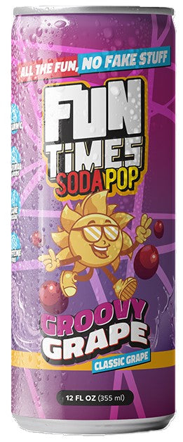 Fun Times Soda Pop Groovy Grape 12fl oz Can, 12ct