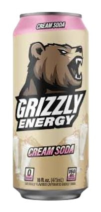 Grizzly Energy Cream Soda, 16 fl oz can, 12ct